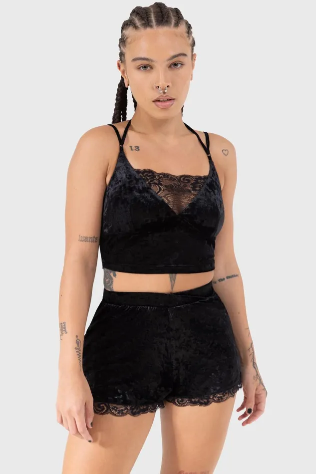 Women Shorts Killstar Burnt Obsidian Shorts