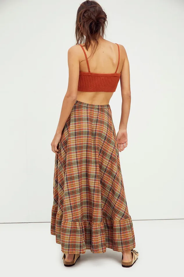 Women Skirts Free People Madras Button Front Maxi Skirt Multi