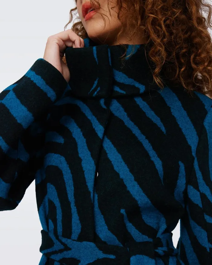 Women Starsky Jacquard Coat Huge Zebra Indian Green DVF Jackets and Coats