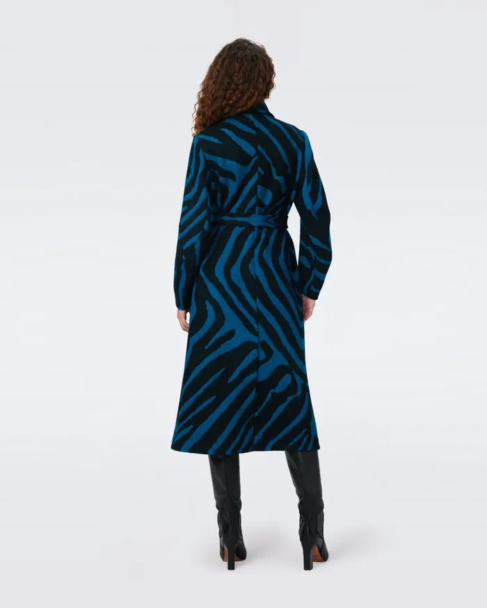 Women Starsky Jacquard Coat Huge Zebra Indian Green DVF Jackets and Coats