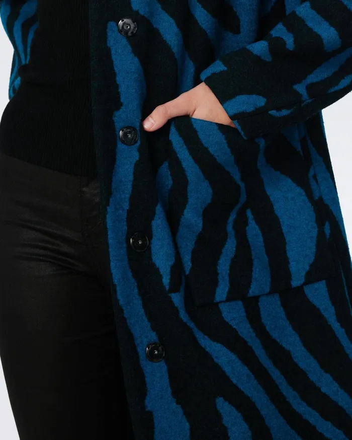 Women Starsky Jacquard Coat Huge Zebra Indian Green DVF Jackets and Coats