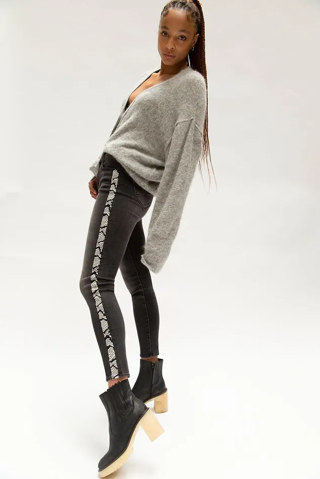 Women Statement Jeans Free People Driftwood Jackie Jeans Snake Stripe