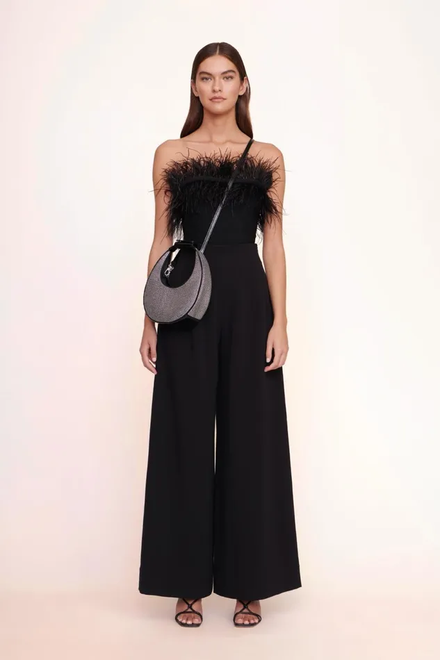 Women STAUD Crossbody MINI MOON CRYSTAL BAG BLACK