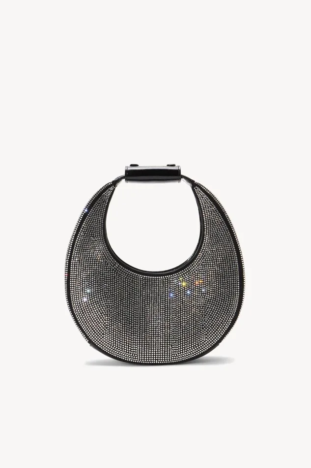 Women STAUD Crossbody MINI MOON CRYSTAL BAG BLACK
