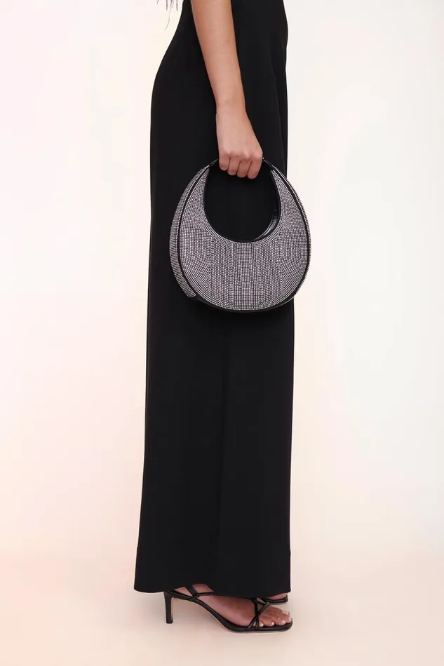 Women STAUD Crossbody MINI MOON CRYSTAL BAG BLACK
