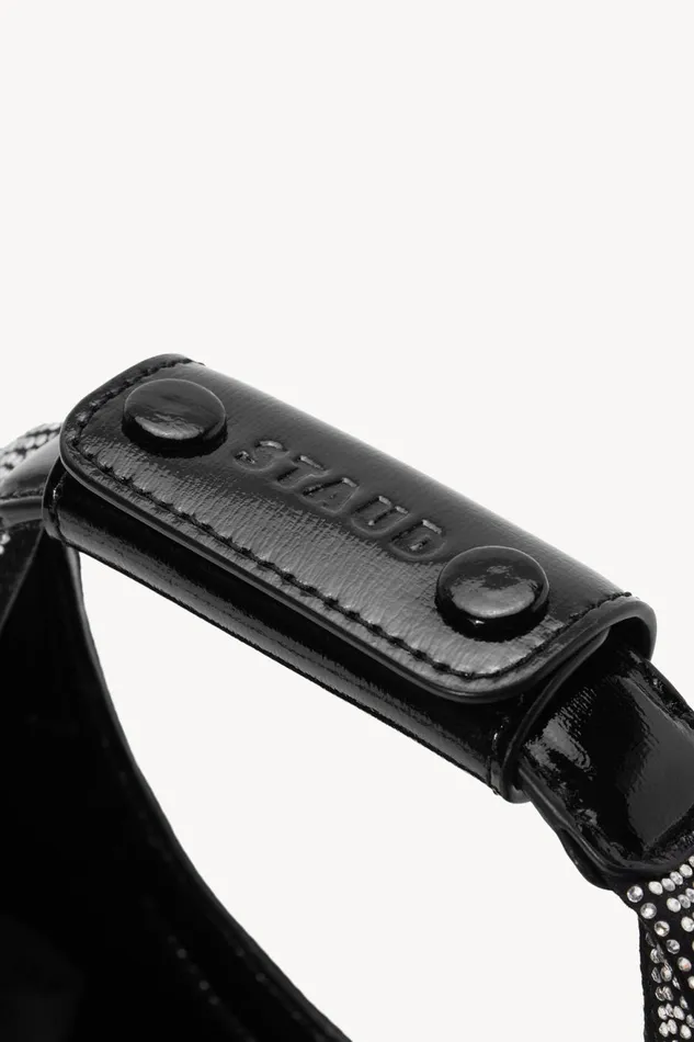 Women STAUD Crossbody MINI MOON CRYSTAL BAG BLACK
