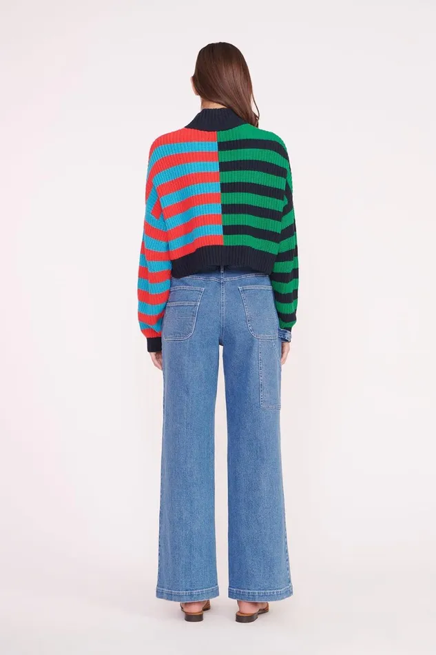 Women STAUD Knits CROPPED HAMPTON SWEATER CABANA STRIPE MULTI