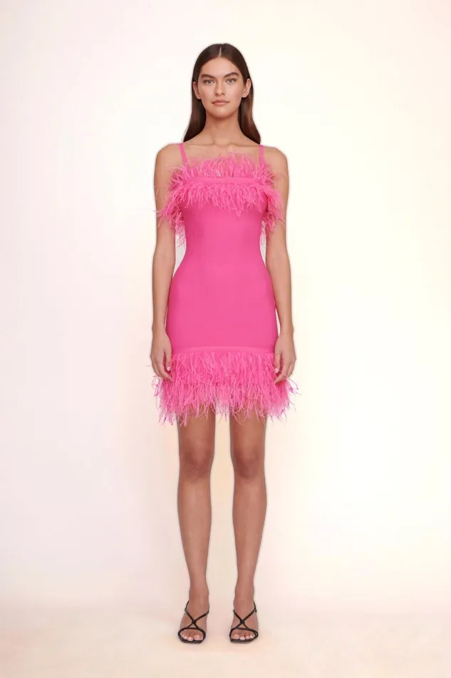 Women STAUD Knits ETTA DRESS SHOCKING PINK