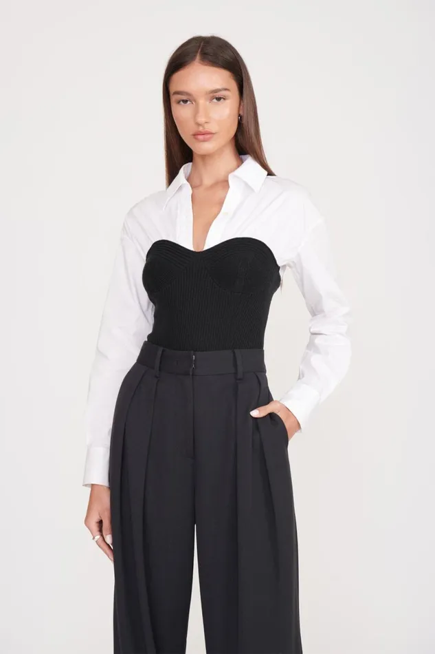 Women STAUD Knits HAZEL TOP BLACK WHITE