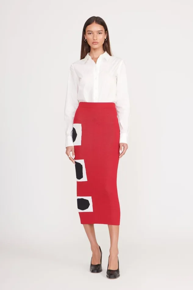 Women STAUD Knits KARINA SKIRT RUBY GEOSCAPE
