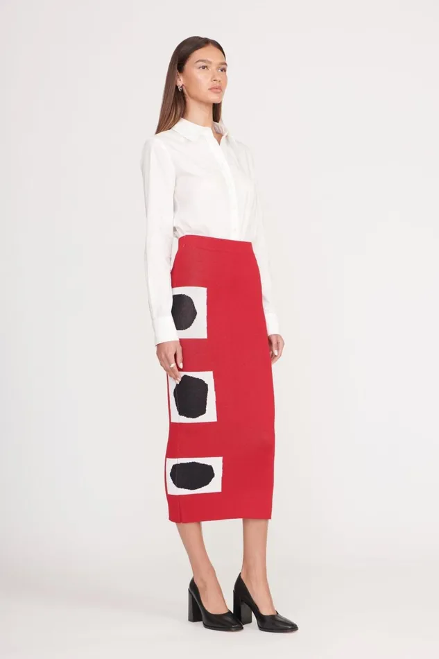 Women STAUD Knits KARINA SKIRT RUBY GEOSCAPE Women STAUD Knits KARINA SKIRT RUBY GEOSCAPE