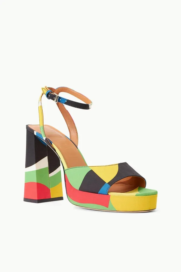 Women STAUD Swim SOLANGE PLATFORM MARBLE WAVE TAFFETA