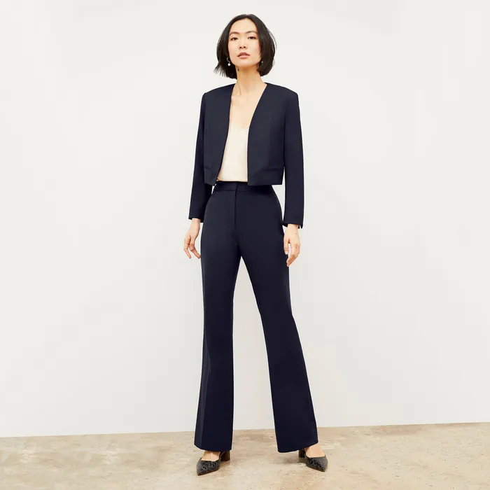 Women Suiting M M LaFleur The Horton Flare Trouser 8211 Washable Wool Twill Dark Navy