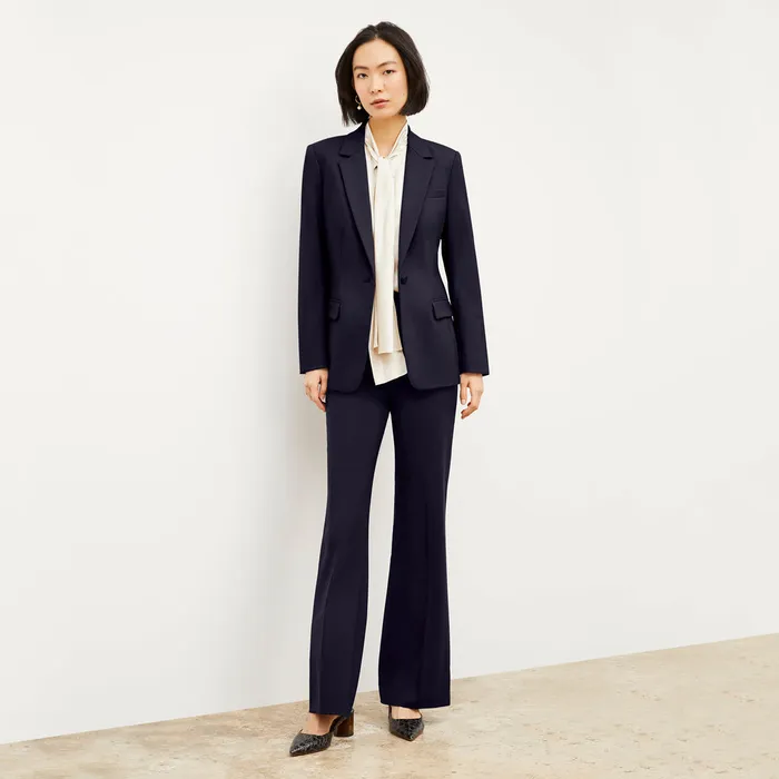 Women Suiting M M LaFleur The Horton Flare Trouser 8211 Washable Wool Twill Dark Navy