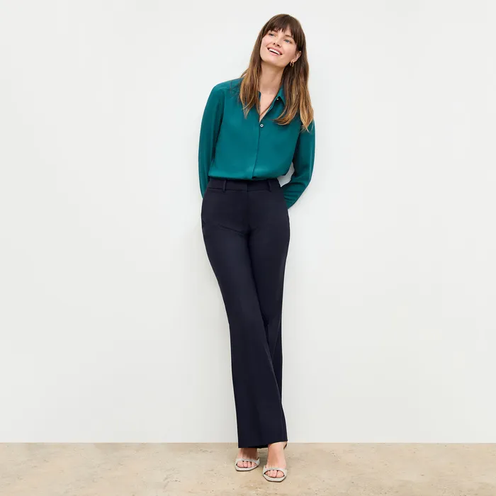 Women Suiting M M LaFleur The Horton Flare Trouser 8211 Washable Wool Twill Dark Navy