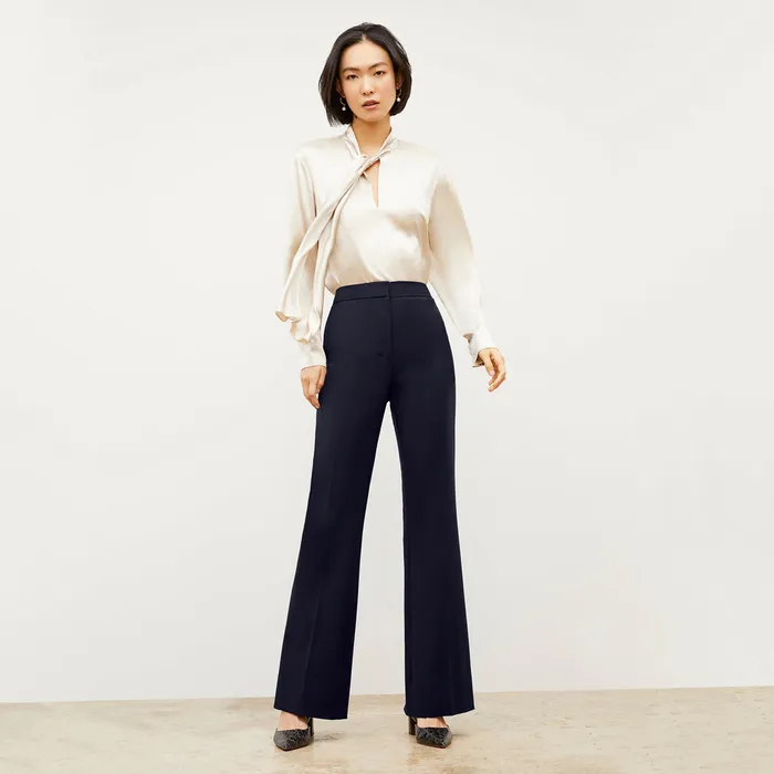 Women Suiting M M LaFleur The Horton Flare Trouser 8211 Washable Wool Twill Dark Navy