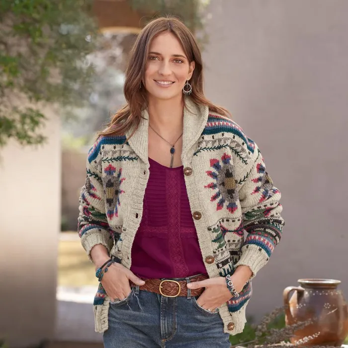 Women Sunburst Cardigan Light Natural Sundance Catalog Sweaters
