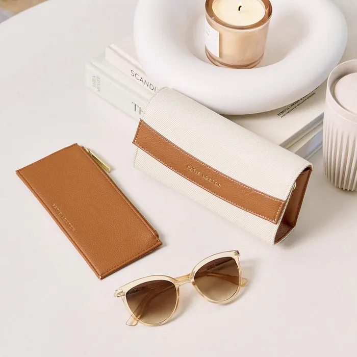 Women Sunglasses and Cases Katie Loxton Canvas Glasses Case And Card Holder In Cognac