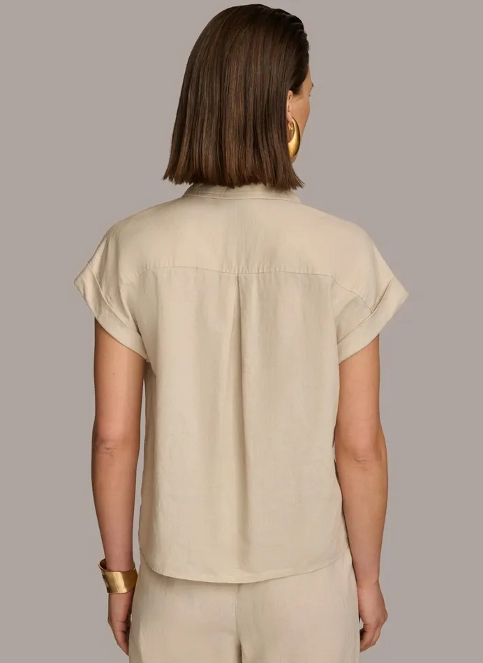 Women Sweaters And Tops Donna Karan UTILITY TOP Sand