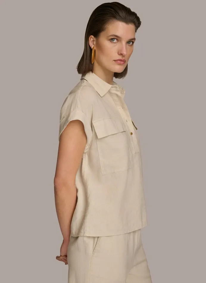 Women Sweaters And Tops Donna Karan UTILITY TOP Sand