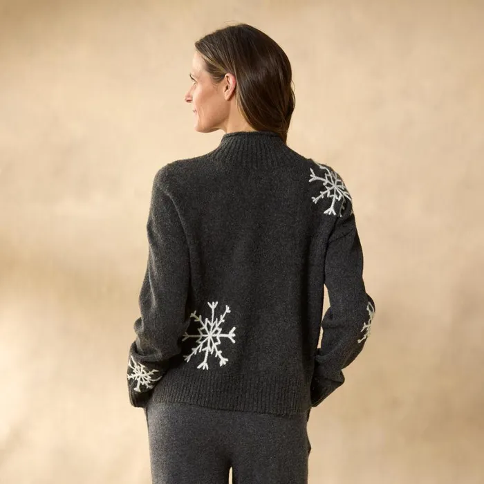 Women Sweet Snowflake Sweater Charcoal Sundance Catalog Sweaters Women Sweet Snowflake Sweater Charcoal Sundance Catalog Sweaters