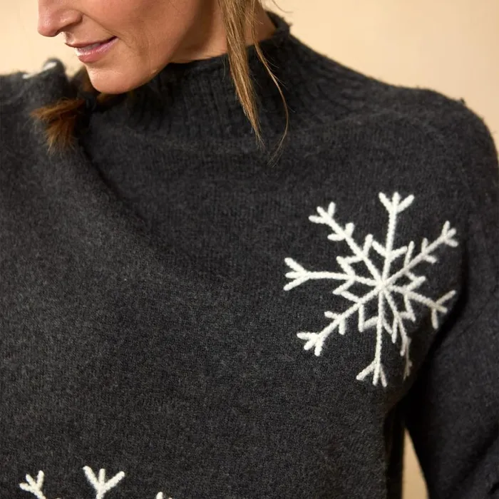 Women Sweet Snowflake Sweater Charcoal Sundance Catalog Sweaters Women Sweet Snowflake Sweater Charcoal Sundance Catalog Sweaters