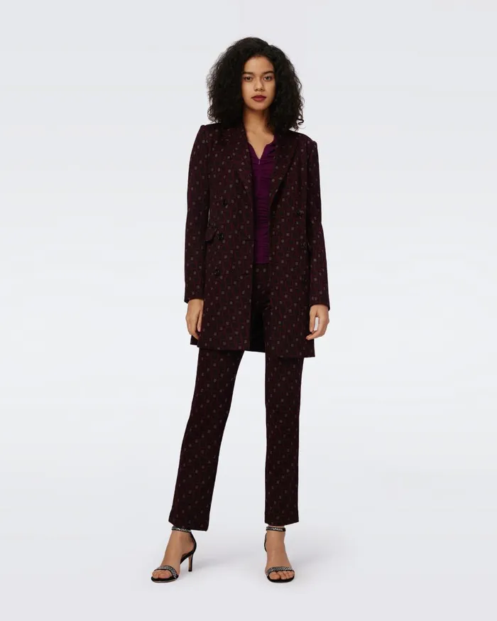 Women Tavolara Jacquard Pants Tiny Vinyl Links Plum DVF Pants and Shorts