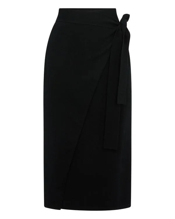 Women The Peony Lim Wrap SkirtIn Black Black NPeal Dresses and Skirts