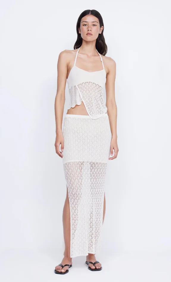 Women Tops Bec Bridge BREEZE HALTER CROP TOP Ivory