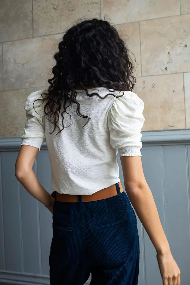 Women Tops Free People Celine Puff Sleeve Top Off White