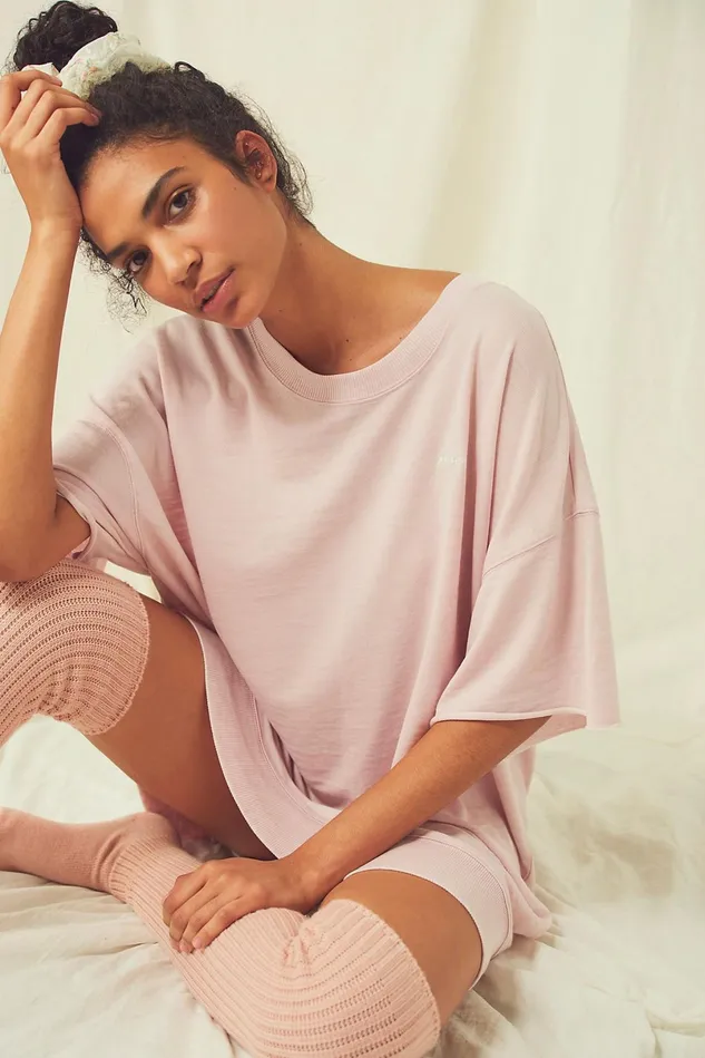 Women Tops Free People Cozy Cool Girl Sleep Tee Daytime Fireworks