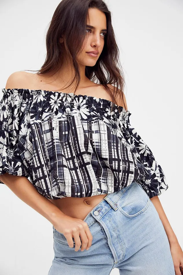 Women Tops Free People Felicity Top Black Combo