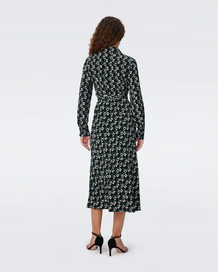 Women Tori Wrap Dress Tiny Chain Spots Black DVF Dresses