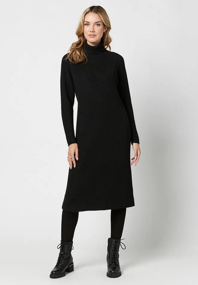 Women Turtleneck Paityn Sweater Dress Black Buffalo David Bitton Dresses and Jumpsuits