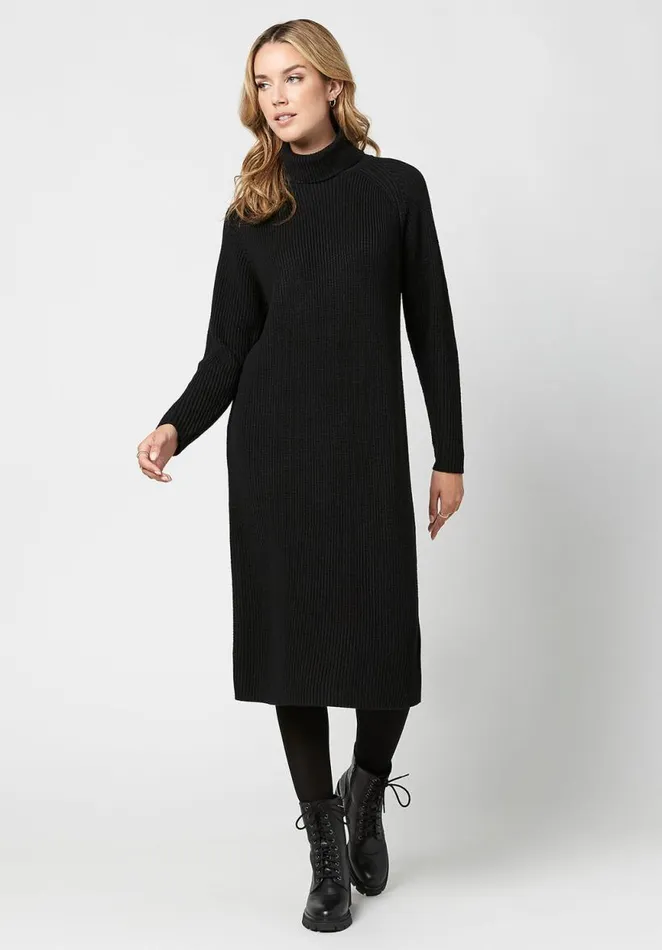 Women Turtleneck Paityn Sweater Dress Black Buffalo David Bitton Dresses and Jumpsuits