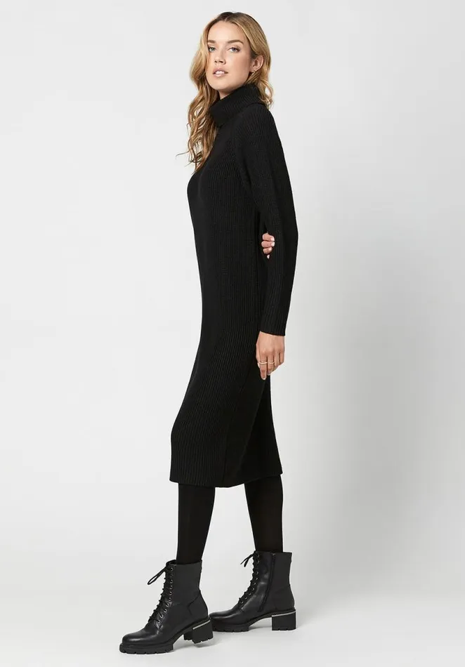 Women Turtleneck Paityn Sweater Dress Black Buffalo David Bitton Dresses and Jumpsuits