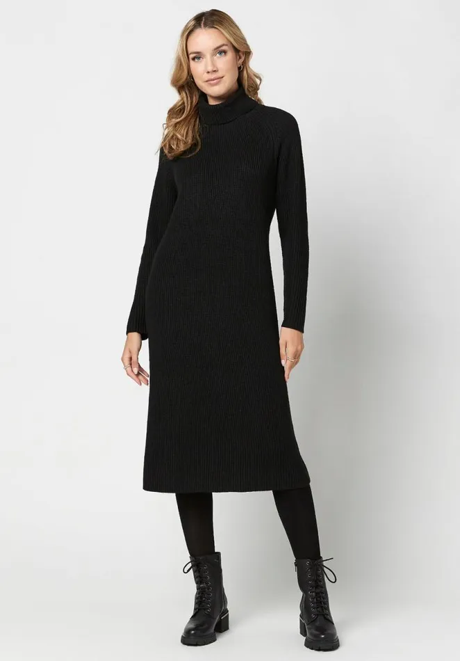 Women Turtleneck Paityn Sweater Dress Black Buffalo David Bitton Dresses and Jumpsuits