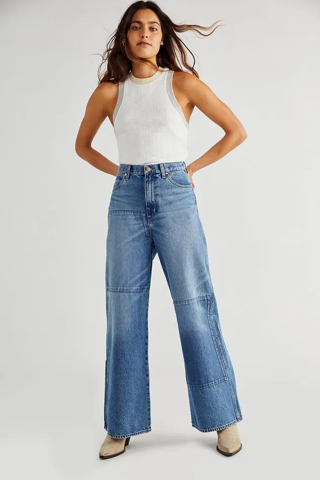 Women WideLeg Jeans Free People Wrangler Heritage World WideLeg Pieced Jeans Old Favorite