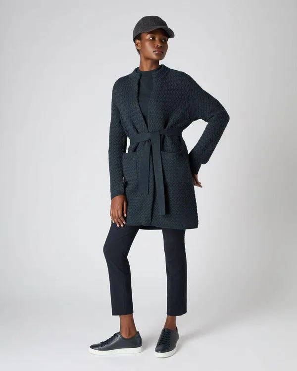 Women Women039s Basketweave Open Cashmere CardiganIn Grigio Blue Grigio Blue NPeal Cardigans