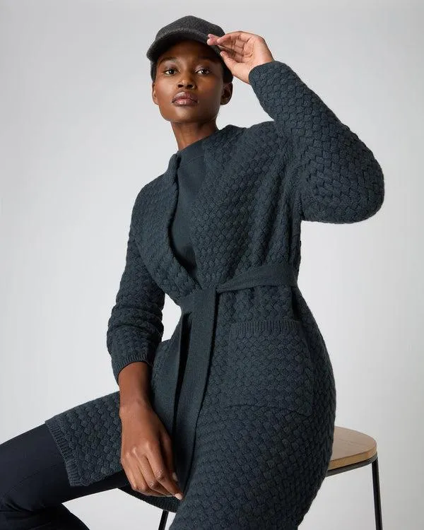 Women Women039s Basketweave Open Cashmere CardiganIn Grigio Blue Grigio Blue NPeal Cardigans