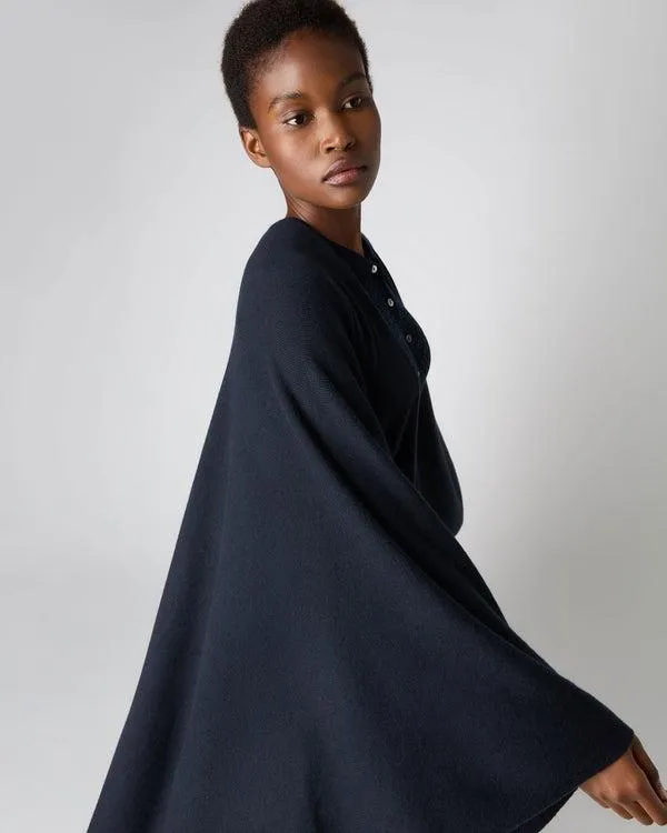 Women Women039s Cashmere Knitted CapeIn Navy Blue Navy Blue NPeal Capes and Ponchos