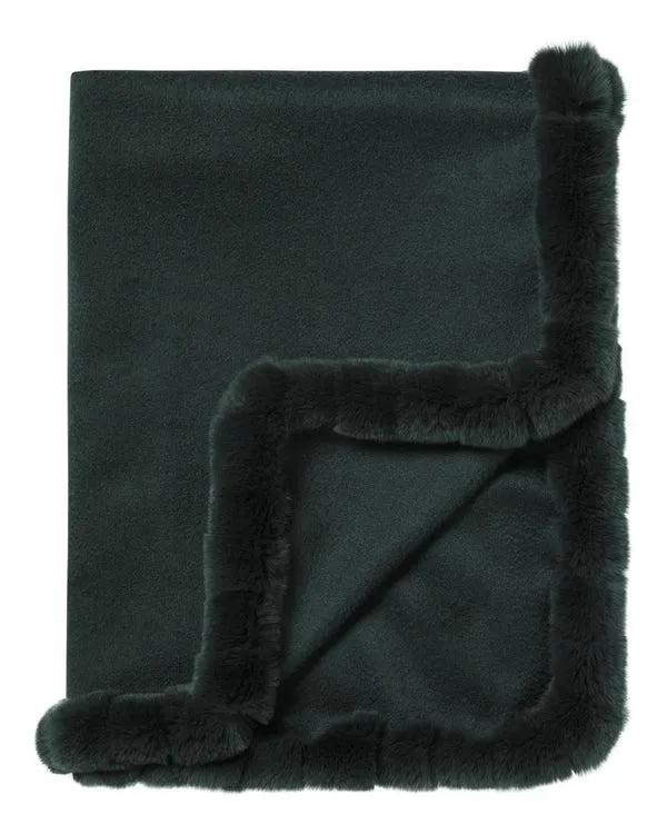 Women Women039s Fur Trim Woven Cashmere ShawlIn Dark Green Dark Green NPeal Pashminas Wraps and Shawls
