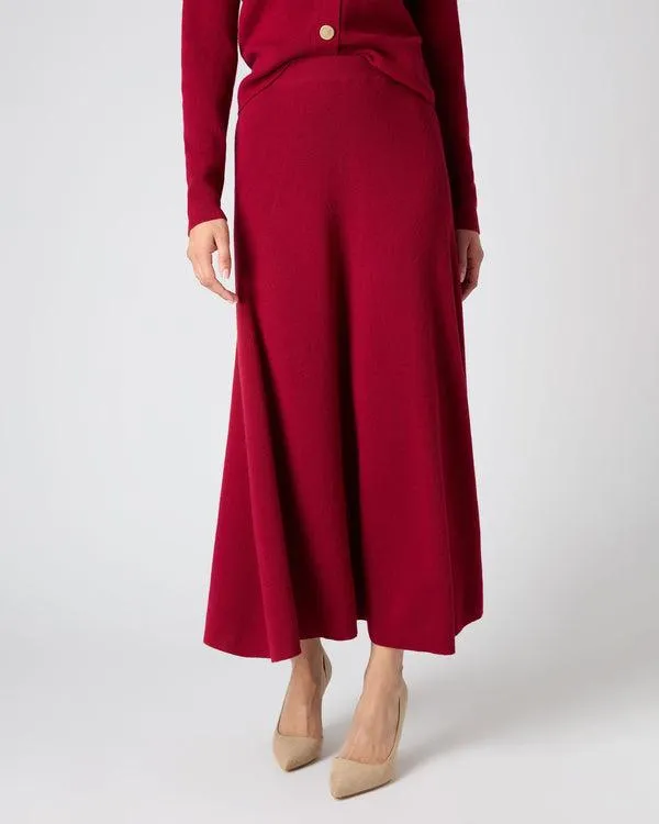 Women Women039s Long Rib Cashmere SkirtIn Opera Red Opera Red NPeal Dresses and Skirts