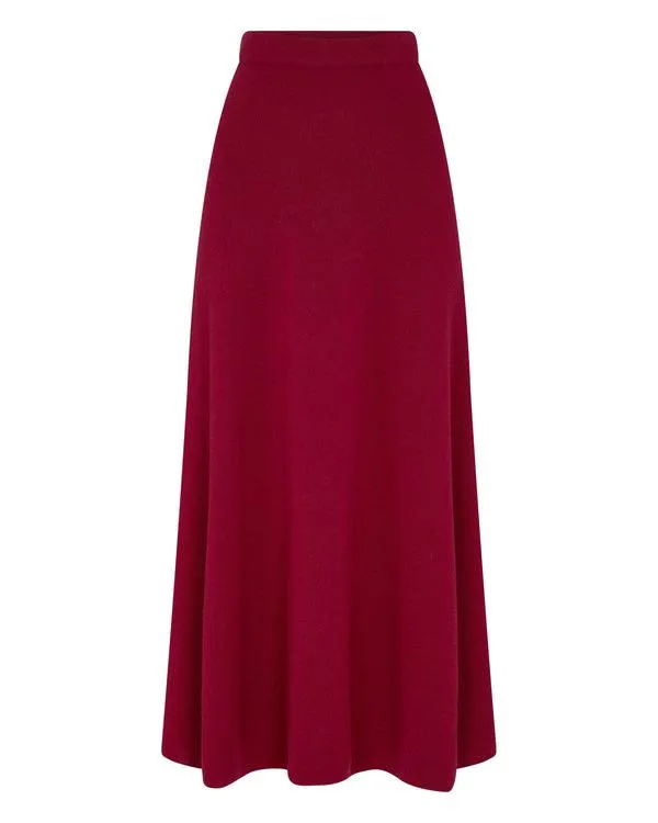Women Women039s Long Rib Cashmere SkirtIn Opera Red Opera Red NPeal Dresses and Skirts