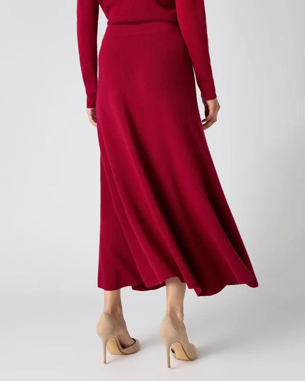 Women Women039s Long Rib Cashmere SkirtIn Opera Red Opera Red NPeal Dresses and Skirts