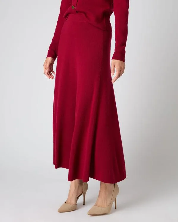 Women Women039s Long Rib Cashmere SkirtIn Opera Red Opera Red NPeal Dresses and Skirts