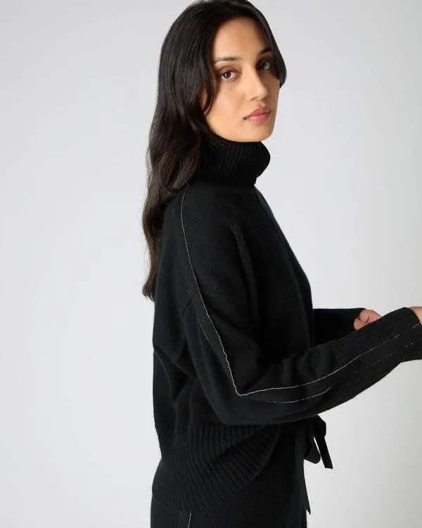 Women Women039s Metal Trim Cashmere SweaterIn Black Black NPeal Turtle Necks