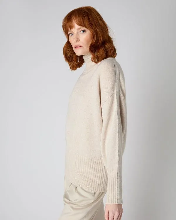 Women Women039s Metal Trim Curved Hem Cashmere Sweater With LurexIn Ecru White Sparkle Ecru White Sparkle NPeal Turtle Necks Women Women039s Metal Trim Curved Hem Cashmere Sweater With LurexIn Ecru White Sparkle Ecru White Sparkle NPeal Turtle Necks