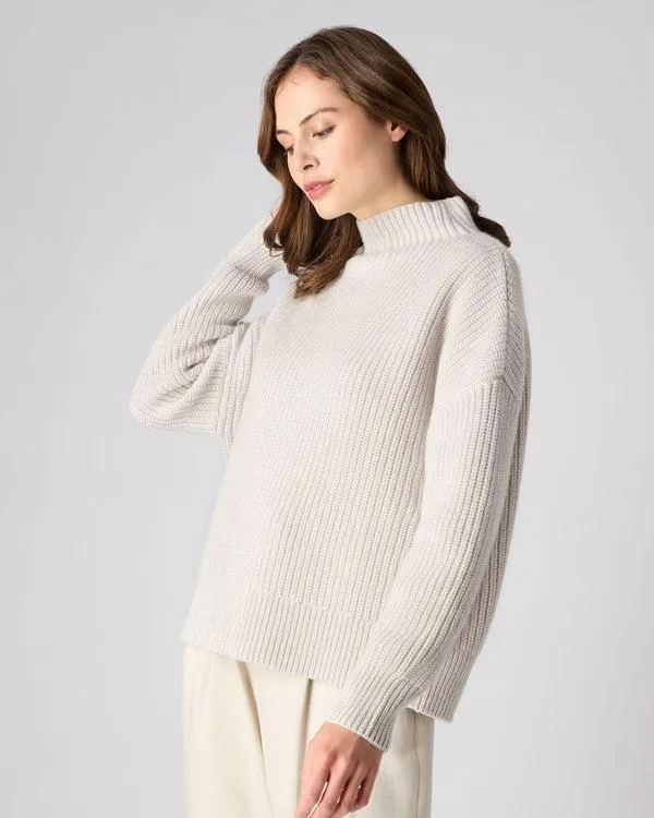 Women Women039s Rib Funnel Neck Sweater With LurexIn Snow Grey Sparkle Snow Grey Sparkle NPeal Turtle Necks Women Women039s Rib Funnel Neck Sweater With LurexIn Snow Grey Sparkle Snow Grey Sparkle NPeal Turtle Necks