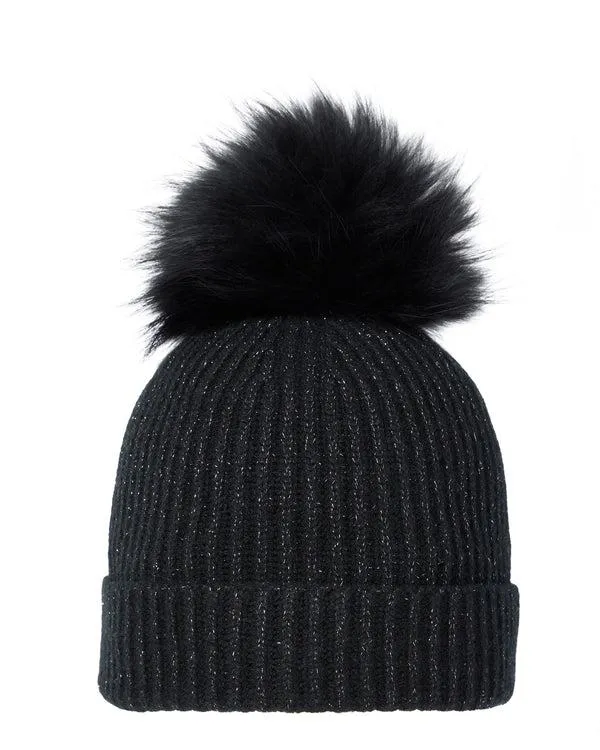 Women Women039s Ribbed Cashmere Hat With Detachable PomIn Black Sparkle Black Sparkle NPeal Hats Women Women039s Ribbed Cashmere Hat With Detachable PomIn Black Sparkle Black Sparkle NPeal Hats